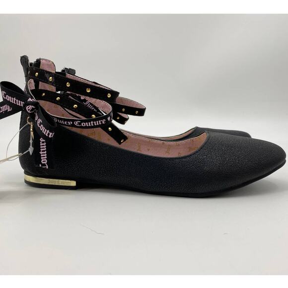 Juicy Couture Girls Santa Barbara Flat Gold Black Shoes NEW Size: 5